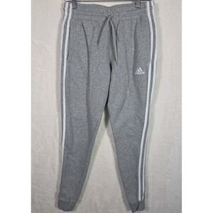 Adidas Women's Gray 3 Stripe Jogger Sweatpants Size S Fleece Athletic Pants